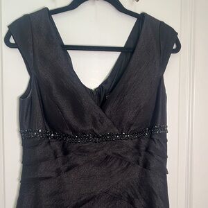 Size 10 Evening/ cocktail beaded waist knee high mermaid black metallic dress